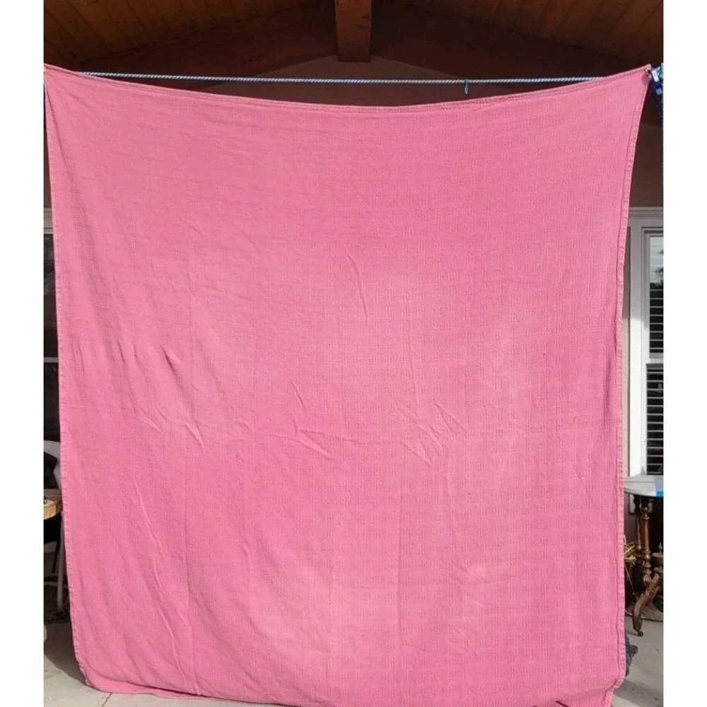 Vintage Maroon Textured Bedspread‎ Coverlet Geometric Full Queen 84x96